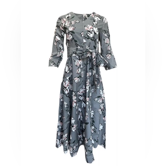 Max Mara Women's Grey Lacca Floral Printed Cotton A Line Dress - Picture 1 of 11